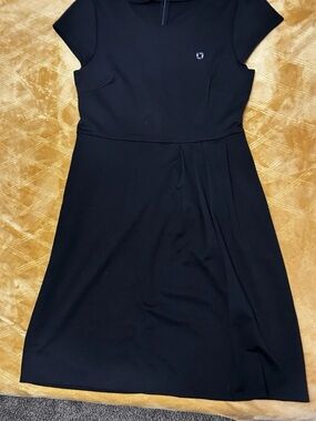Lands' End Chase Apparel Black Short-Sleeve Midi Dress